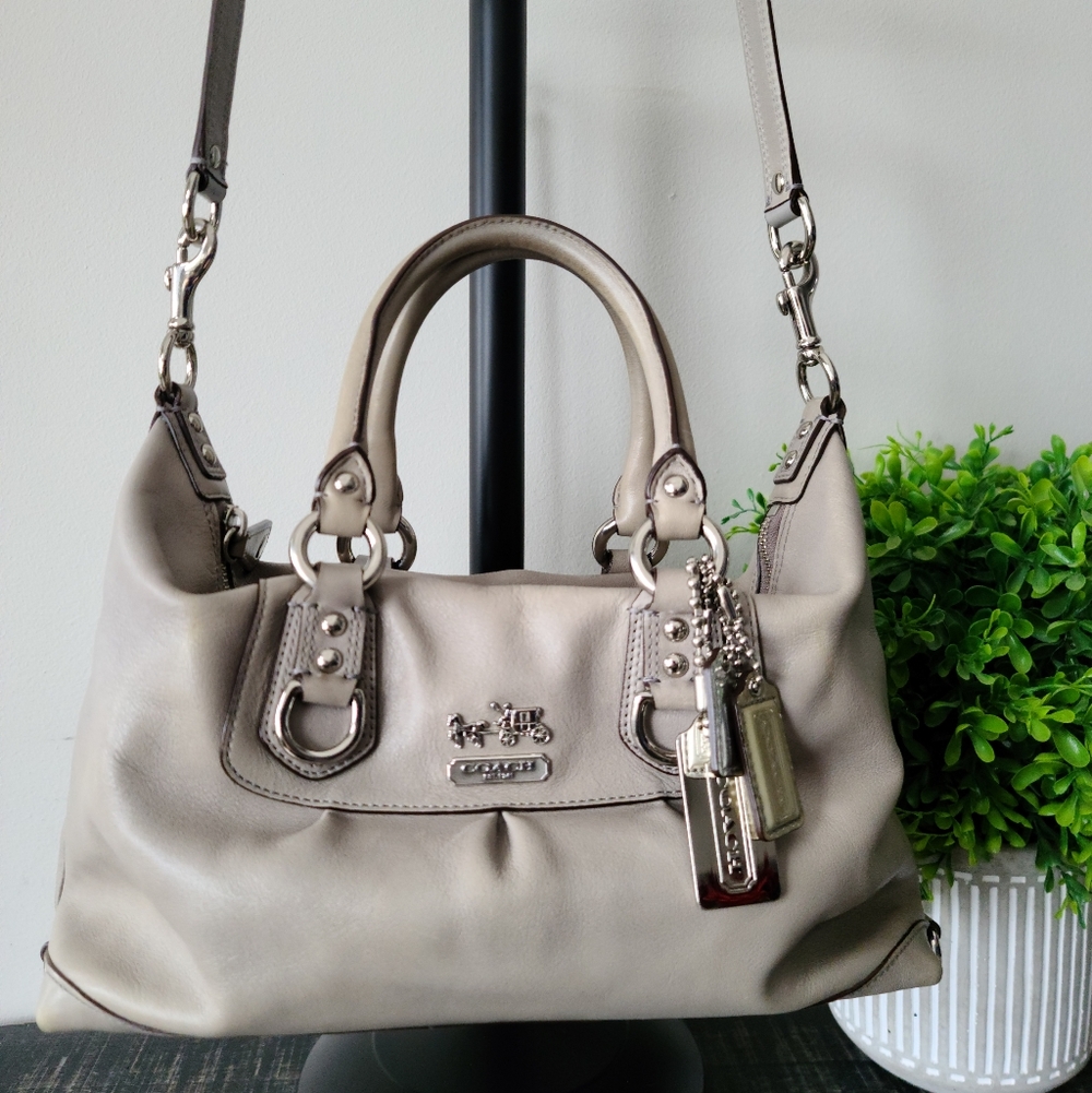 Coach Leather Grey Madison Sabrina Satchel Crossbody Bag #12937